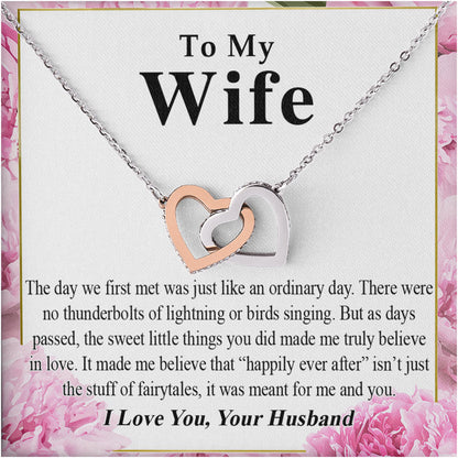 Netecom Personalized To My Wife Necklace from Husband, Custom Message Card with Name, Interlocking Heart Jewelry Gift for Birthday, Christmas