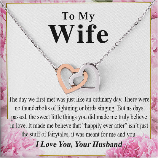 Netecom Personalized To My Wife Necklace from Husband, Custom Message Card with Name, Interlocking Heart Jewelry Gift for Birthday, Christmas