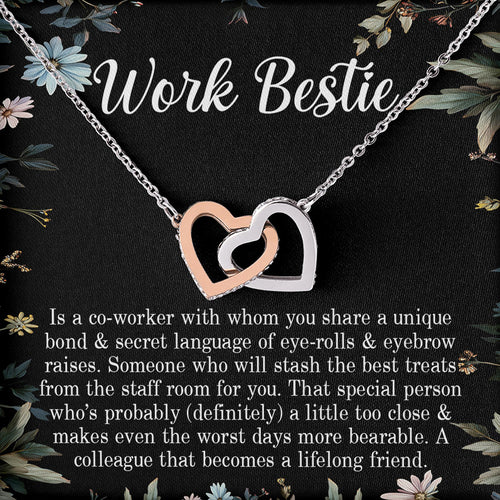 Netecom To My Best Friend Necklace from Bestie, Custom Message Card with Name, Work Bestie Interlocking Heart Jewelry Gift for Christmas, Birthday
