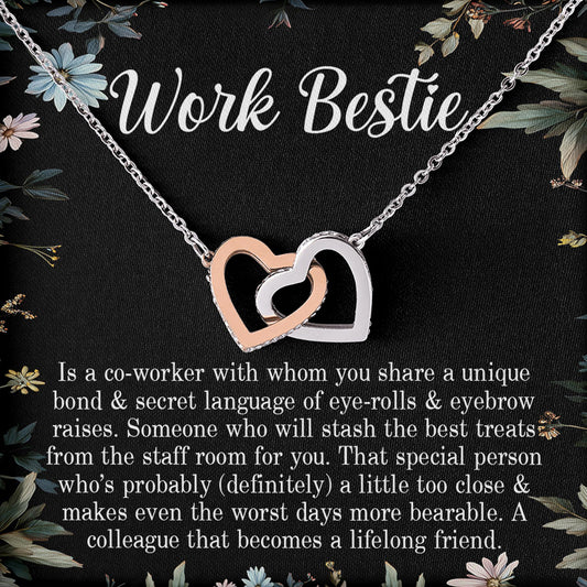 Netecom To My Best Friend Necklace from Bestie, Custom Message Card with Name, Work Bestie Interlocking Heart Jewelry Gift for Christmas, Birthday