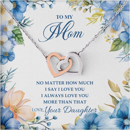 Netecom Personalized Daughter to Mother Necklace – Interlocking Hearts Jewelry with Loving Quote Card, Birthday, Mother’s Day, Christmas Gift from Daughter