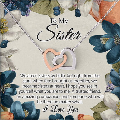Netecom Personalized To My Sister Necklace, Interlocking Hearts Jewelry with Floral Card, Birthday, Christmas, Friendship Gift for Sisters by Heart