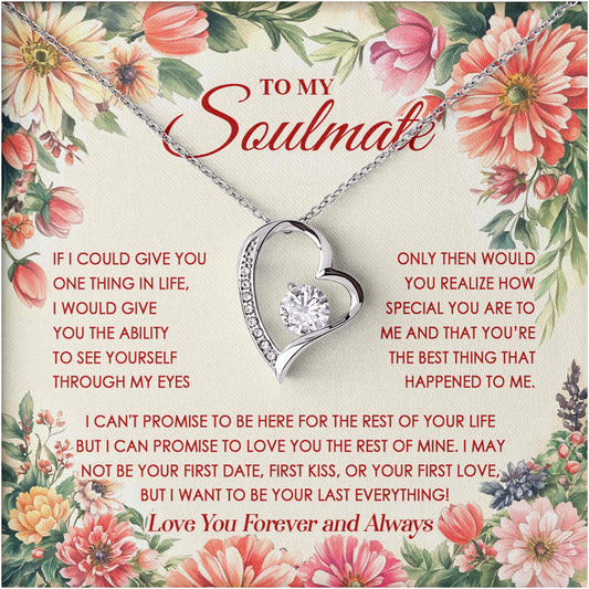 Netecom Personalized To My Soulmate Necklace For Women, Custom Message Card with Name From Husband Wife Girlfriend Boyfriend, Forever Lover Jewelry Gift for Birthday, Anniversary, Christmas, Wedding