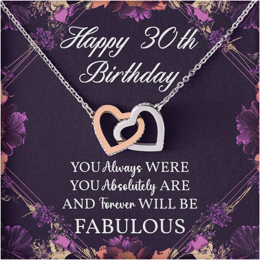 Netecom Personalized Birthday Necklaces, Interlocking Heart Jewelry, Custom Flower Cards Gifts For Women, Great Milestone Birthday Gifts