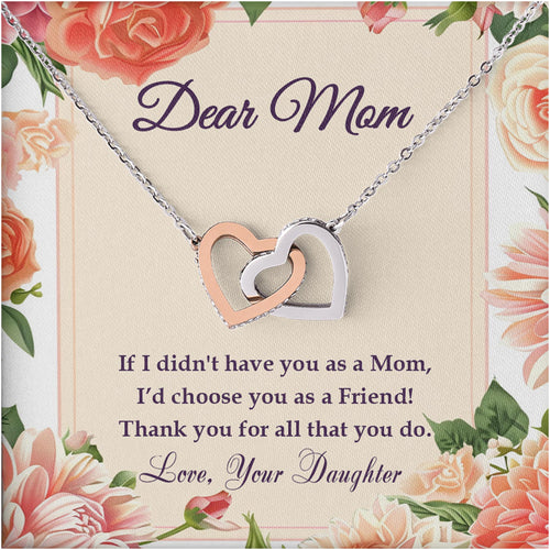 Netecom Personalized Dear Mom Necklace from Daughter, Custom To My Mom Message Card with Name, Interlocking Heart Jewelry Gift for Birthday, Christmas