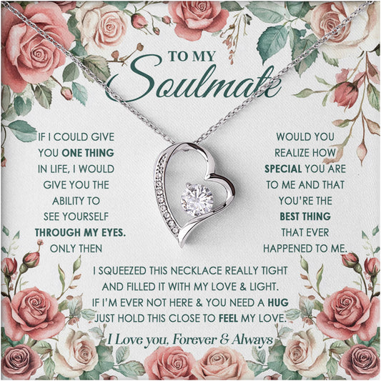 Netecom Personalized To My Soulmate Necklace For Women, Custom Message Card with Name From Husband Wife Girlfriend Boyfriend, Forever Lover Jewelry Gift for Birthday, Anniversary, Christmas, Wedding