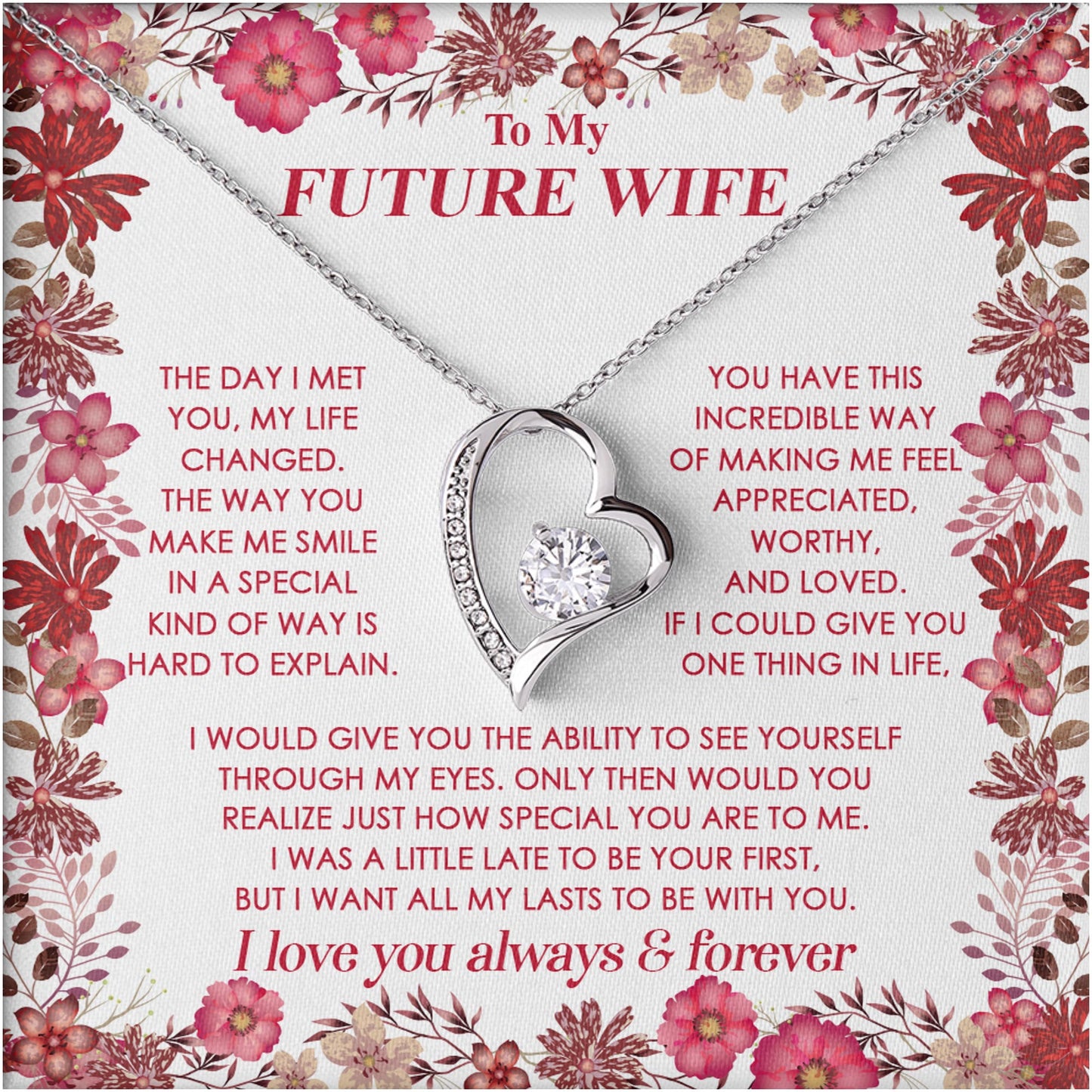 Netecom Personalized To My Future Wife Necklace from Fiancé Soulmate, Custom Message Card with Name, Forever Lover Jewelry Gift For Birthday, Anniversary, Christmas, Valentine, Wedding