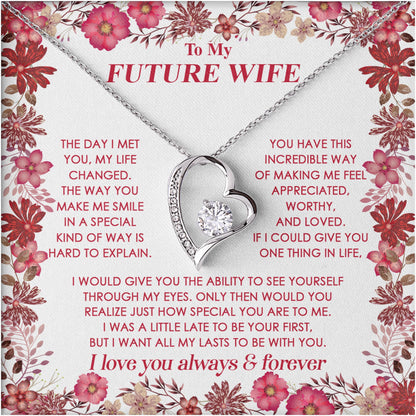 Netecom Personalized To My Future Wife Necklace from Fiancé Soulmate, Custom Message Card with Name, Forever Lover Jewelry Gift For Birthday, Anniversary, Christmas, Valentine, Wedding