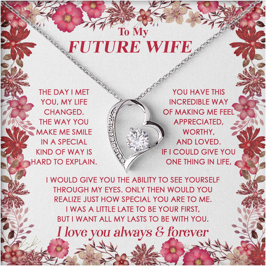 Netecom Personalized To My Future Wife Necklace from Fiancé Soulmate, Custom Message Card with Name, Forever Lover Jewelry Gift For Birthday, Anniversary, Christmas, Valentine, Wedding