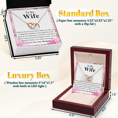 Netecom Personalized To My Wife Necklace from Husband, Custom Message Card with Name, Interlocking Heart Jewelry Gift for Birthday, Christmas