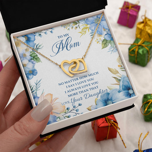 Netecom Personalized Daughter to Mother Necklace – Interlocking Hearts Jewelry with Loving Quote Card, Birthday, Mother’s Day, Christmas Gift from Daughter
