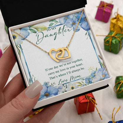 Netecom Personalized Mother to Daughter Necklace – Interlocking Hearts Jewelry with Inspirational Quote Card, Birthday, Graduation, Christmas Gift from Mom