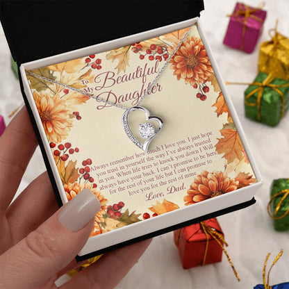 Netecom Personalized Father to Daughter Necklace – Heart-Shaped Pendant with Sparkling Diamond and Sentimental Quote Card, Perfect Gift for Birthday, Graduation, or Christmas from Dad