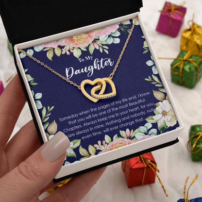 Netecom Personalized Mother to Daughter Necklace – Interlocking Hearts Jewelry with Emotional Quote Card, Birthday, Graduation, Christmas Gift from Mom