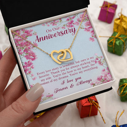 Netecom To My Wife Necklace from Husband, Message Card with Name, Interlocking Heart Jewelry Gift for Wedding, Anniversary, Birthday, Christmas