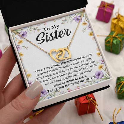 Netecom To My Sister Necklace, Interlocking Hearts Jewelry with Floral Card, Birthday, Christmas, Friendship Gift for Sisters by Heart