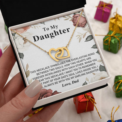 Netecom Personalized To My Daughter Necklace from Dad, Custom Message Card with Name, I Will Always Be With You Interlocking Heart Jewelry Gift for Birthday, Christmas