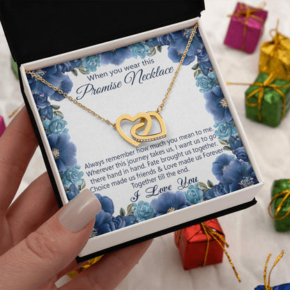 Netecom Promise Necklace For Soulmate Girlfriend Wife Finacee, Message Card with Name, Interlocking Heart Jewelry Gift for Wedding, Anniversary from Boyfriend Husband, Birthday, Christmas