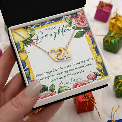 Netecom Personalized Mother to Daughter Necklace – Interlocking Hearts Pendant with Heartfelt Quote Card, Birthday, Graduation, Christmas Gift from Mom