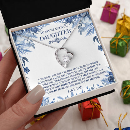 Netecom Personalized Father to Daughter Necklace – Heart-Shaped Pendant with Diamond and Sentimental Quote Card, Birthday, Graduation, Christmas Gift from Dad
