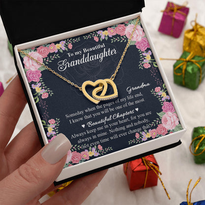 Netecom Personalized Grandma to Granddaughter Necklace – Interlocking Hearts Jewelry with Sentimental Quote Card, Birthday, Graduation, Christmas Gift from Grandma