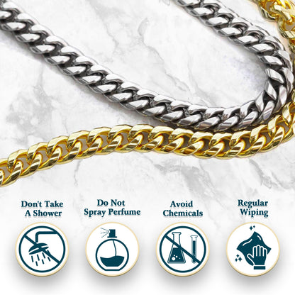 Netecom Personalized Father to Son Necklace –Cuban Link Chain Jewelry with Heartfelt Quote Card, Birthday, Graduation, Christmas Gift from Dad
