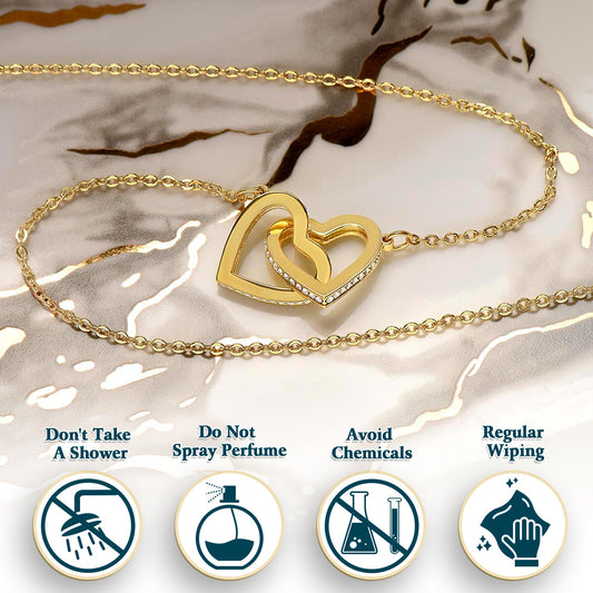 Netecom Personalized Mother to Daughter Necklace – Interlocking Hearts Jewelry with Sentimental Quote Card, Birthday, Graduation, Christmas Gift from Mom