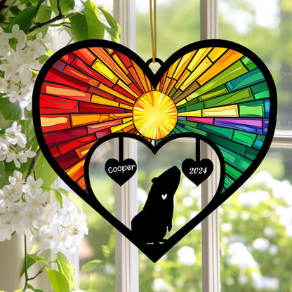 Netecom Guinea Pig Memorial Suncatcher, Personalized Guinea Pig Ornament with Name Date, Bereavement Gift Loss of Guinea Pig, Pet Loss Sympathy Gift, Passing Away Gift