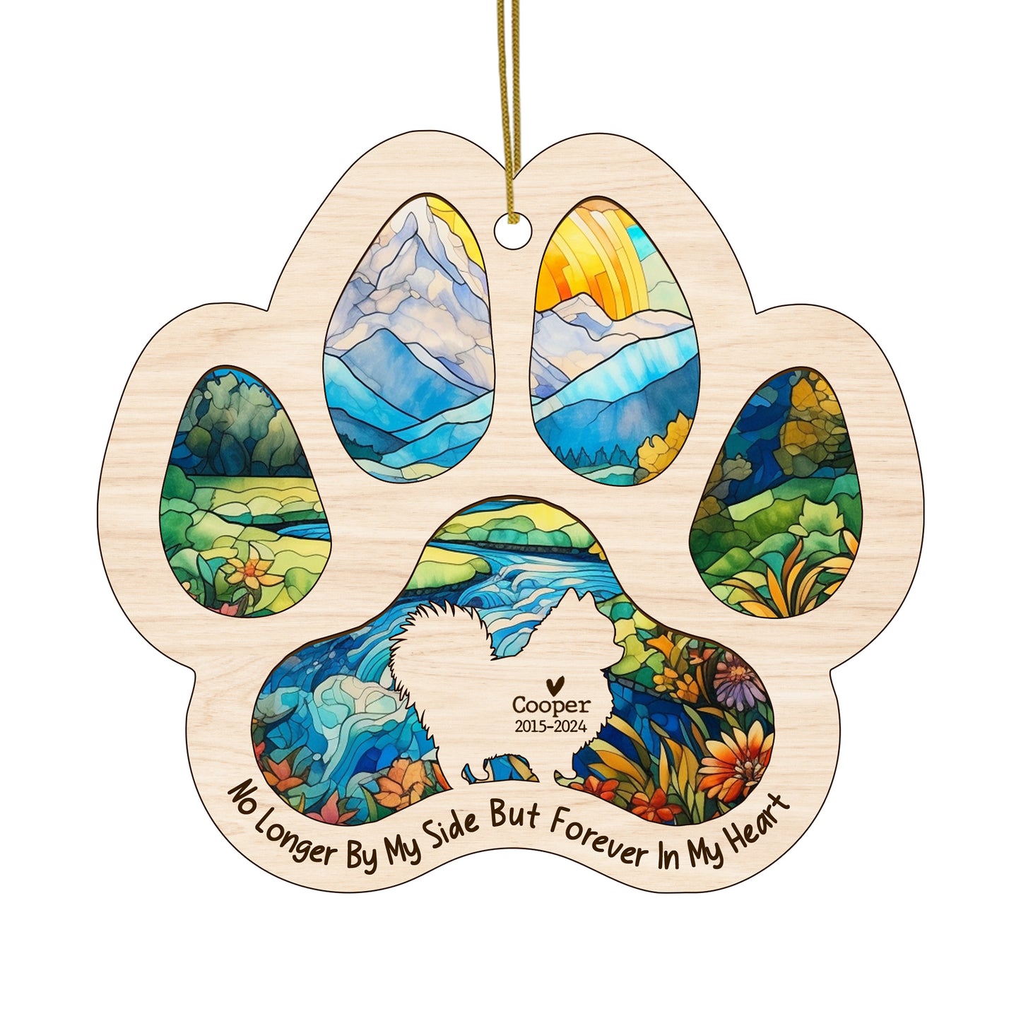 Netecom Personalized Pomeranian Memorial Suncatcher, Dog Paw Memorial Ornament with Name Date, Dog Loss SunCatcher, Loss of Pet Sympathy Gift, Bereavement Gift for Dog Lovers