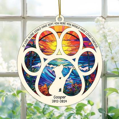 Netecom Personalized Pitbull Dog Paw Memorial Suncatcher with Name Date, Pet Loss Sympathy Gift, Remembrance Keepsake for Dog Lovers