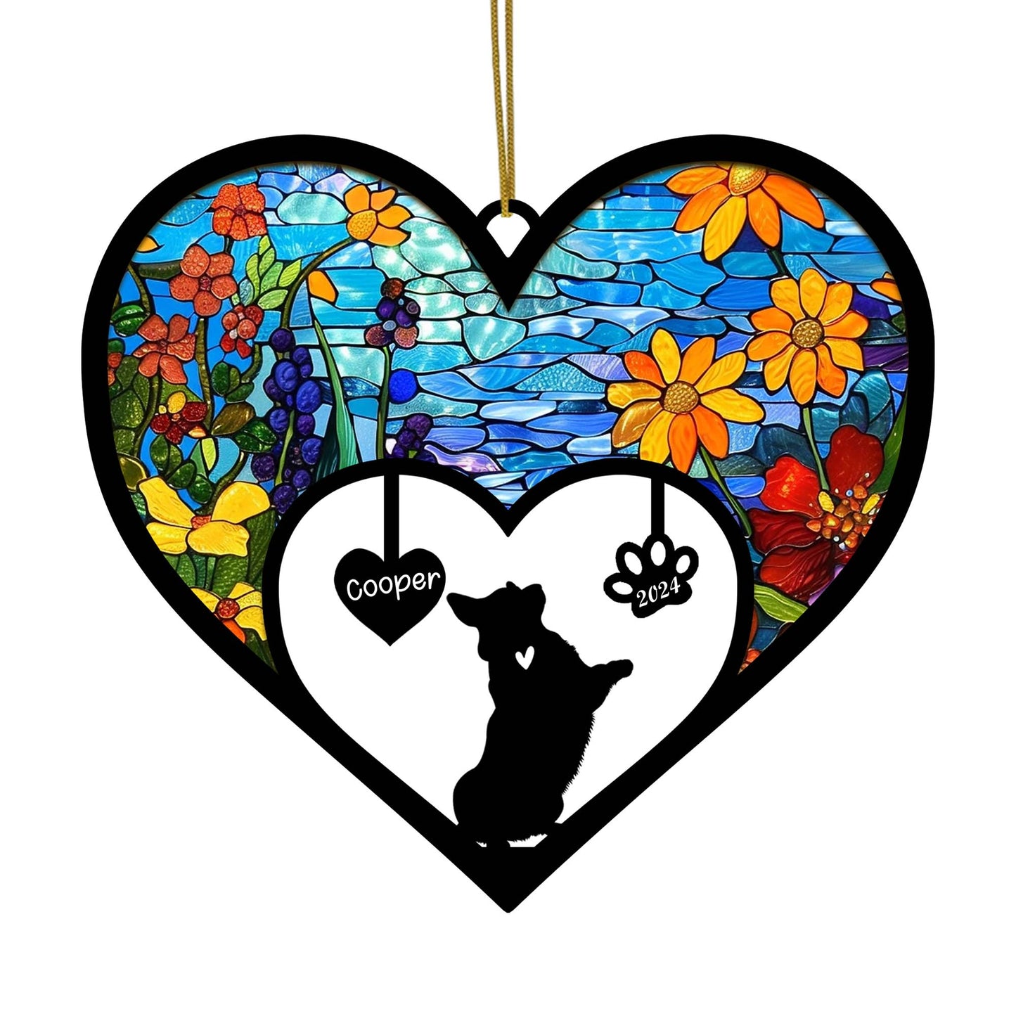 Netecom Corgi Dog Memorial Suncatcher, Personalized Corgi Memorial with Name Date, Dog Passing Away Gift, Loss of Dog Sympathy Gift, Dog Remembrance Gift, Dog Lovers Gift
