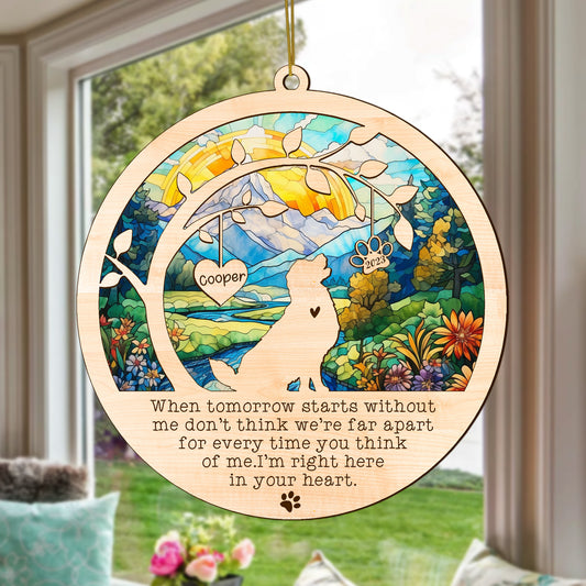 Netecom Golden Retriever Dog Memorial Suncatcher, Personalized with Name Date Dog Suncatcher, Pet Loss Suncatcher, Bereavement Gift Dog Memorial Ornament Loss of Pet Sympathy Gifs Dog Lovers