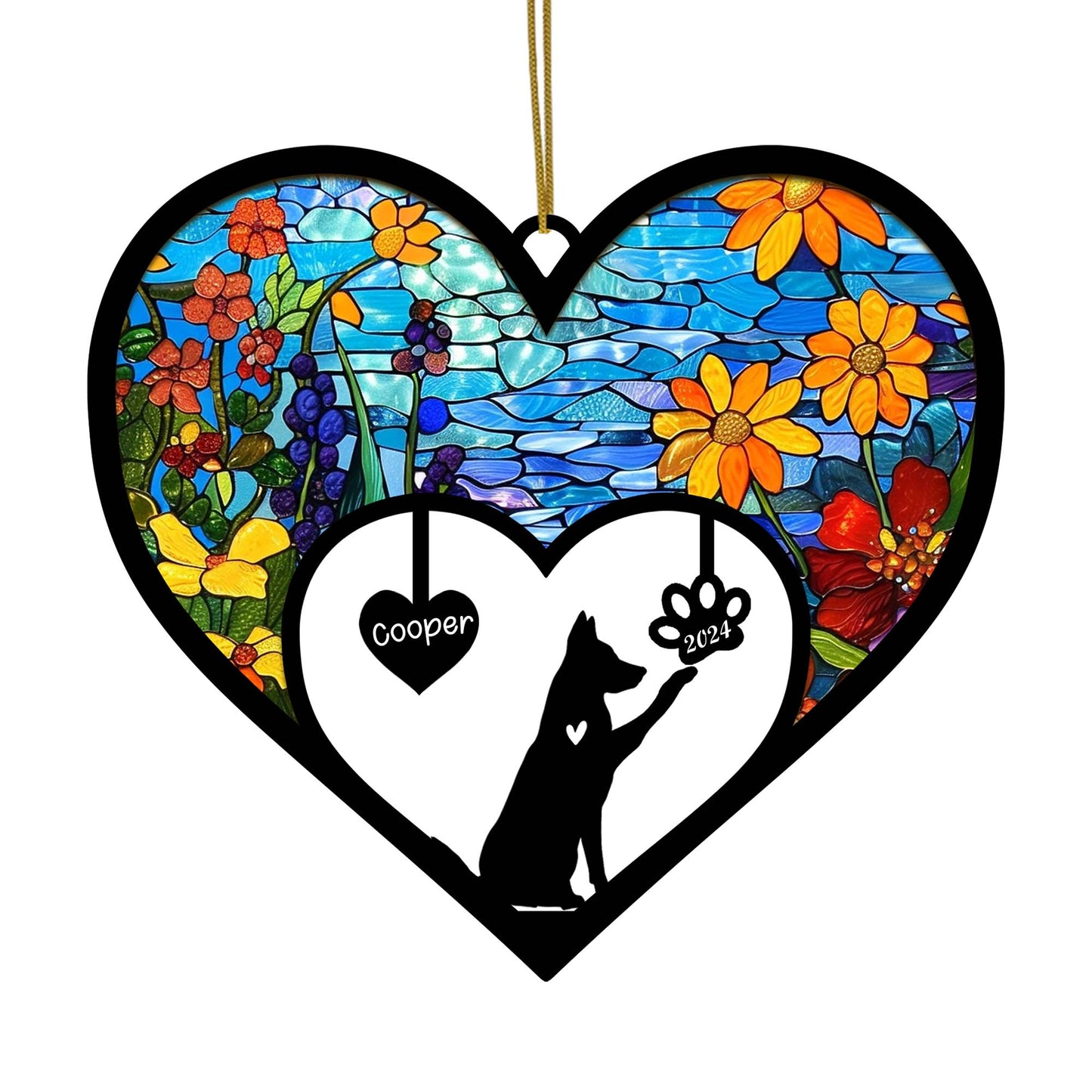Netecom German Shepherd Memorial Suncatcher, Personalized German Shepherd Memorial with Name Date, Dog Passing Away Gift, Loss of Dog Sympathy Gift, Dog Remembrance Gift, Dog Lovers Gift
