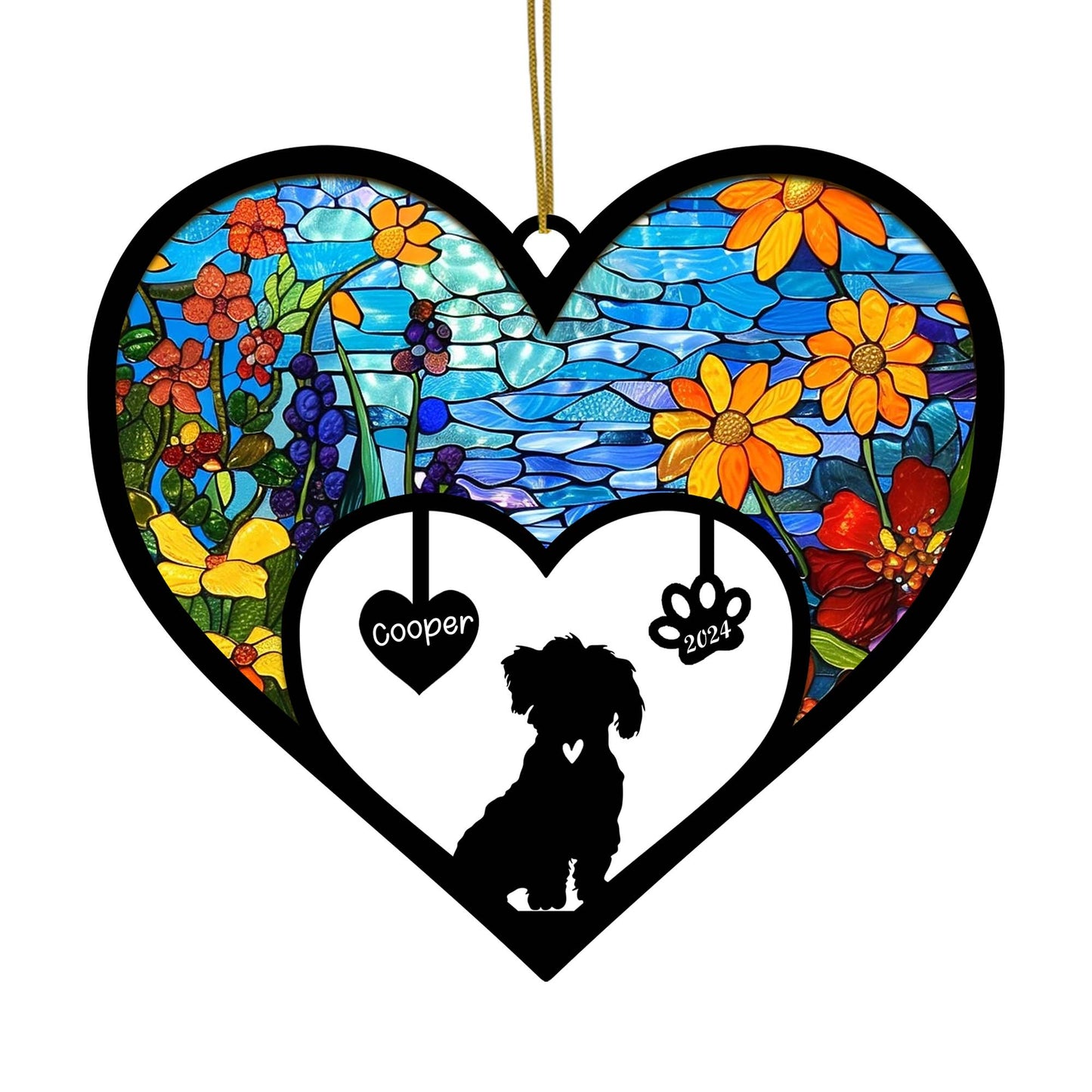 Netecom Maltese Memorial Suncatcher, Personalized Maltese Memorial with Name Date, Dog Passing Away Gift, Loss of Dog Sympathy Gift, Dog Remembrance Gift, Dog Lovers Gift