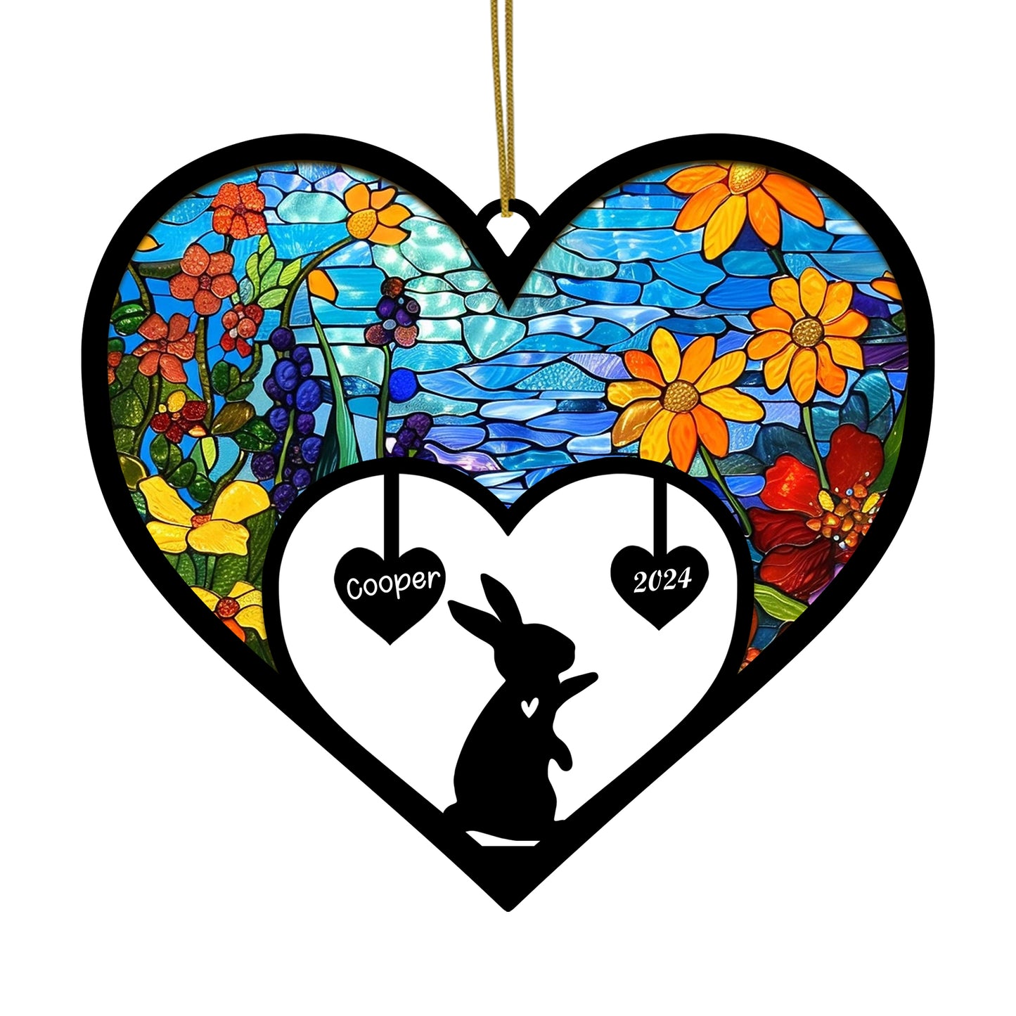Netecom Rabbit Memorial Suncatcher, Personalized Rabbit Memorial with Name Date, Bunny Passing Away Gift, Loss of Rabbit Sympathy Gift, Rabbit Remembrance Gift, Bunny Lovers Gift