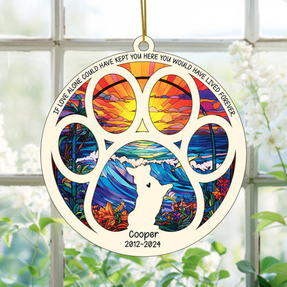 Netecom Personalized Corgi Dog Paw Memorial Suncatcher with Name Date, Pet Loss Remembrance Gift, Bereavement Gift for Dog Lovers
