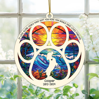 Netecom Personalized Dachshund Dog Paw Memorial Suncatcher with Name Date, Pet Loss Sympathy Gift, Bereavement Gift for Dog Lovers