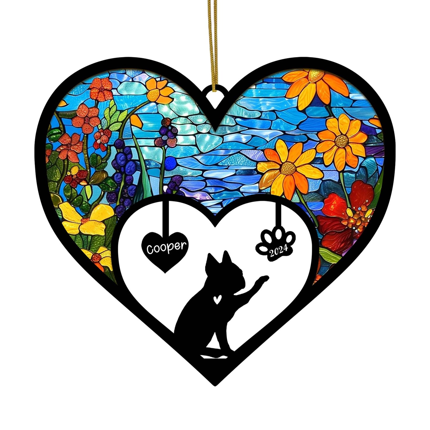 Netecom Boston Terrier Memorial Suncatcher, Personalized Bostie Dog Memorial with Name Date, Dog Passing Away Gift, Loss of Dog Sympathy Gift, Dog Remembrance Gift, Dog Lovers Gift