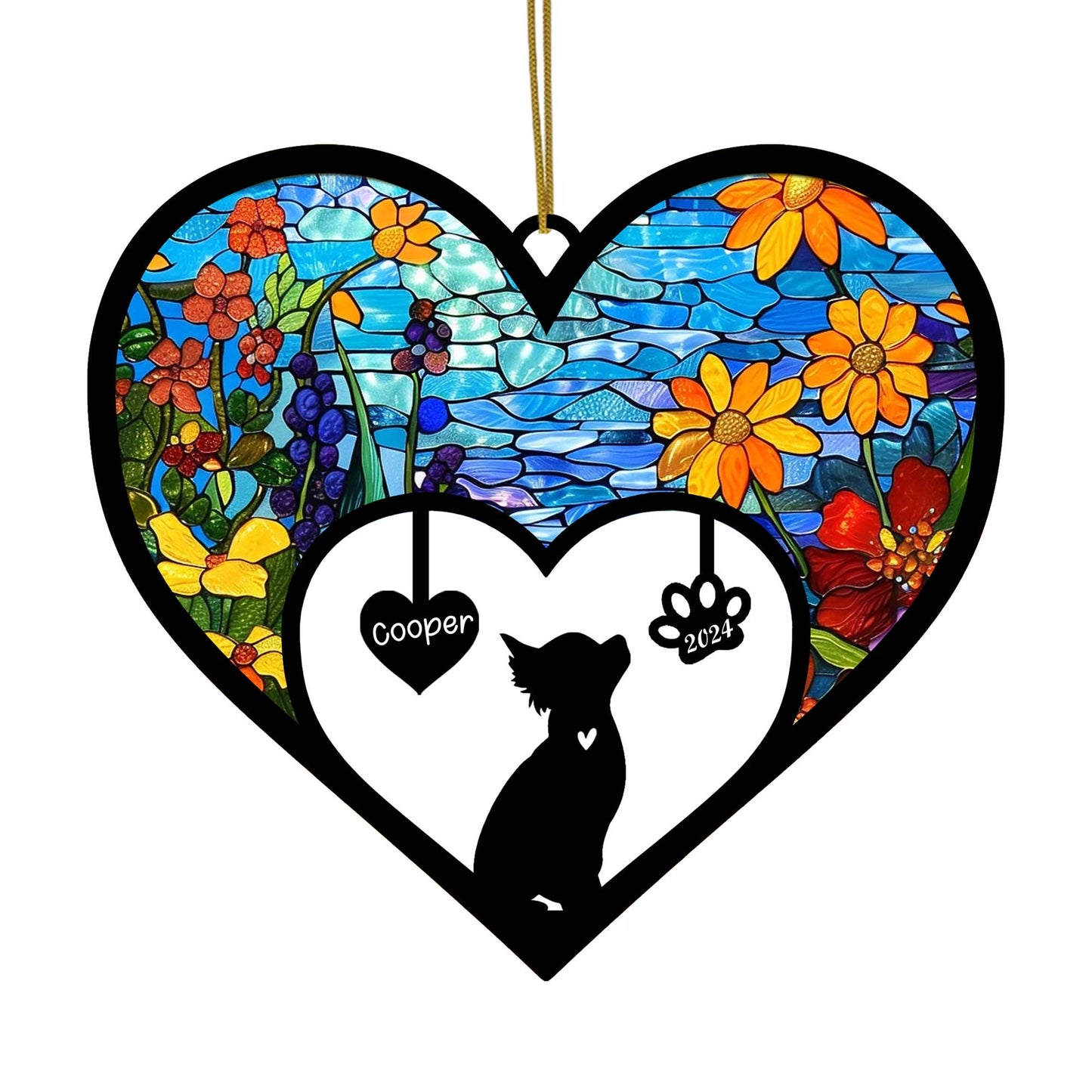 Netecom Chihuahua Dog Memorial Suncatcher, Personalized Chihuahua Memorial with Name Date, Dog Passing Away Gift, Loss of Dog Sympathy Gift, Dog Remembrance Gift