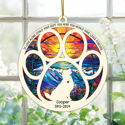 Netecom Personalized Golden Retriever Dog Paw Memorial Suncatcher with Name Date, Pet Loss Sympathy Gift, Remembrance Gift for Dog Lovers