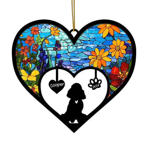 Netecom Poodle Memorial Suncatcher, Personalized Poodle Memorial with Name Date, Dog Passing Away Gift, Loss of Dog Sympathy Gift, Dog Remembrance Gift, Dog Lovers Gift