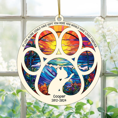 Netecom Personalized Boston Terrier Dog Paw Memorial Suncatcher with Name Date, Pet Loss Sympathy Gift, Remembrance Gift for Dog Lovers