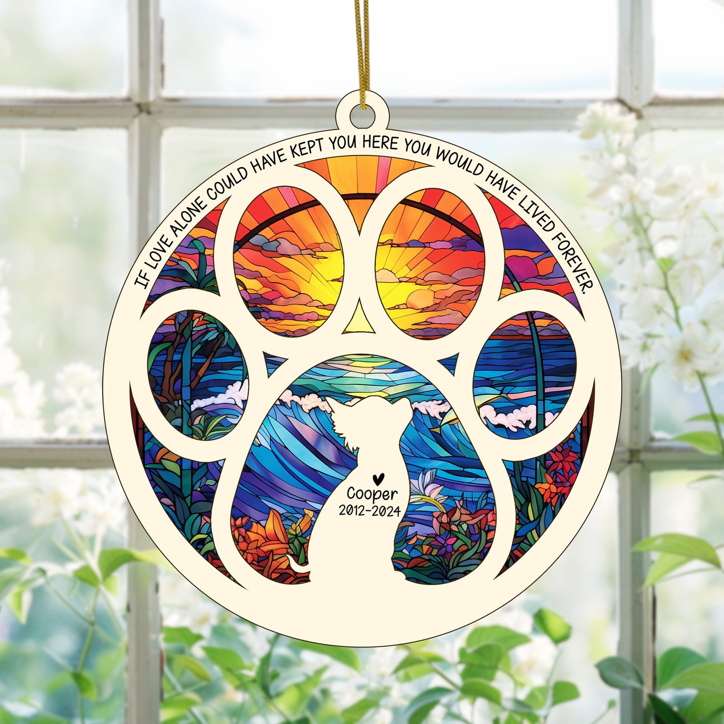 Netecom Personalized Chihuahua Dog Paw Memorial Suncatcher with Name Date, Pet Loss Sympathy Gift, Bereavement Keepsake for Dog Lovers