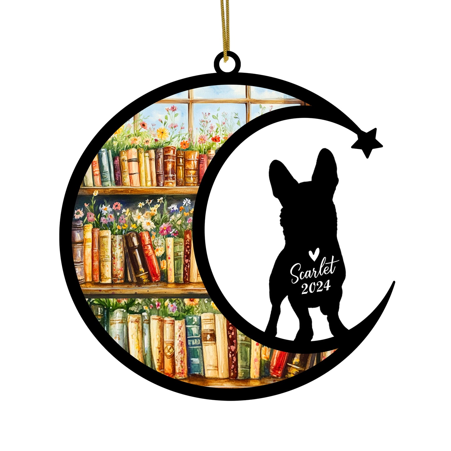 Netecom Personalized Corgi Suncatcher for Windows Hanging, Custom Dog Sun Catcher Ornament with Name Date, Unique Gifts for Book Lovers, Reader Teacher Librarian Bookworm