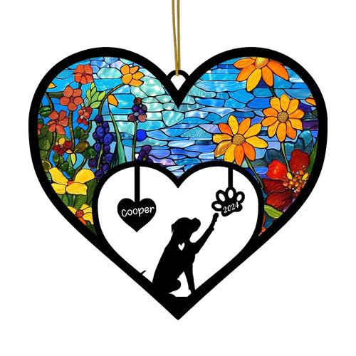 Netecom Boxer Dog Memorial Suncatcher, Personalized Boxer Memorial with Name Date, Dog Passing Away Gift, Loss of Dog Sympathy Gift, Dog Remembrance Gift