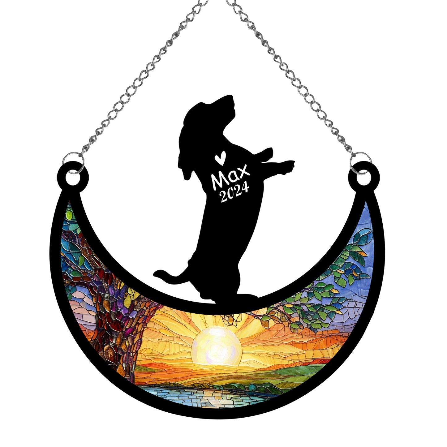 Netecom Personalized Basset Hound Memorial Suncatcher, Custom Basset Hound Ornament with Name Date, Dog Loss Sympathy Gift, Pet Loss Remembrance Gifts, Bereavement Gifts for Loss of Pet