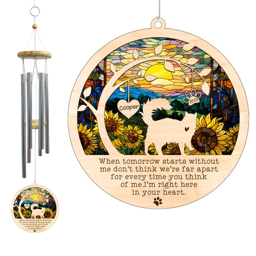 Netecom Cat Wind Chimes Memorial, Personalized Pet Memorial for Cat Suncatcher, Cat Loss Memorial Ornament, Sympathy Windchime Outside Garden Decor, Loss of Pet Remembrance Gift