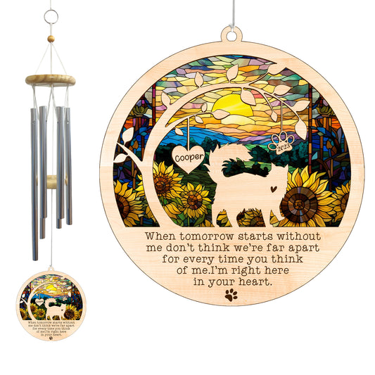 Netecom Cat Wind Chimes Memorial, Personalized Pet Memorial for Cat Suncatcher, Cat Loss Memorial Ornament, Sympathy Windchime Outside Garden Decor, Loss of Pet Remembrance Gift