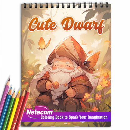 Cute Dwarf Spiral Bound Coloring Book: 30 Exquisite Cute Dwarf Coloring Pages for Fairy Tale Enthusiasts to Bring Adorable Dwarves to Life