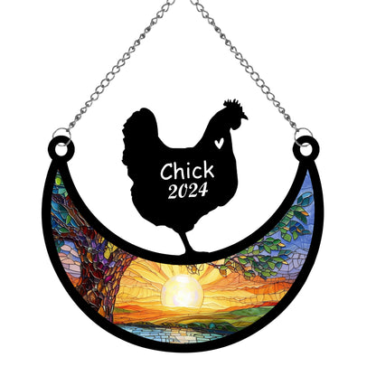 Netecom Personalized Chicken Memorial Suncatcher, Custom Chicken Ornament with Name Date, Pet Loss Remembrance Gifts, Sympathy Gift for Loss of Pet, Bereavement Gifts for Loss of Pet, Grief Gift